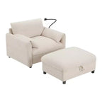 Merax Multifunctional Chenille Single Sofa with Storage Ottoman and Cushioned Armrest Pillows