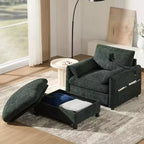Merax Multifunctional Chenille Single Sofa with Storage Ottoman and Cushioned Armrest Pillows