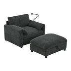 Merax Multifunctional Chenille Single Sofa with Storage Ottoman and Cushioned Armrest Pillows