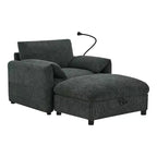 Merax Multifunctional Chenille Single Sofa with Storage Ottoman and Cushioned Armrest Pillows