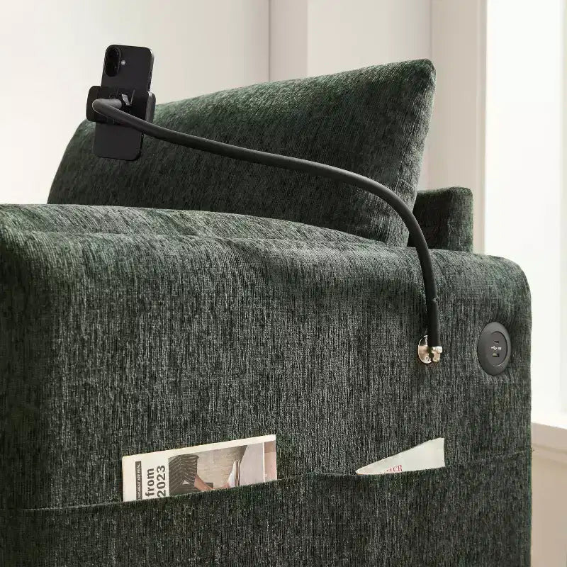 Merax Multifunctional Chenille Single Sofa with Storage Ottoman and Cushioned Armrest Pillows