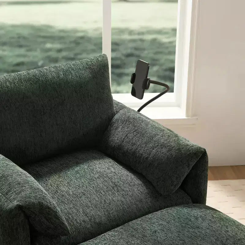 Merax Multifunctional Chenille Single Sofa with Storage Ottoman and Cushioned Armrest Pillows