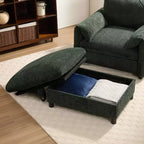 Merax Multifunctional Chenille Single Sofa with Storage Ottoman and Cushioned Armrest Pillows