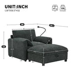 Merax Multifunctional Chenille Single Sofa with Storage Ottoman and Cushioned Armrest Pillows