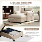Merax Multifunctional Chenille Single Sofa with Storage Ottoman and Cushioned Armrest Pillows