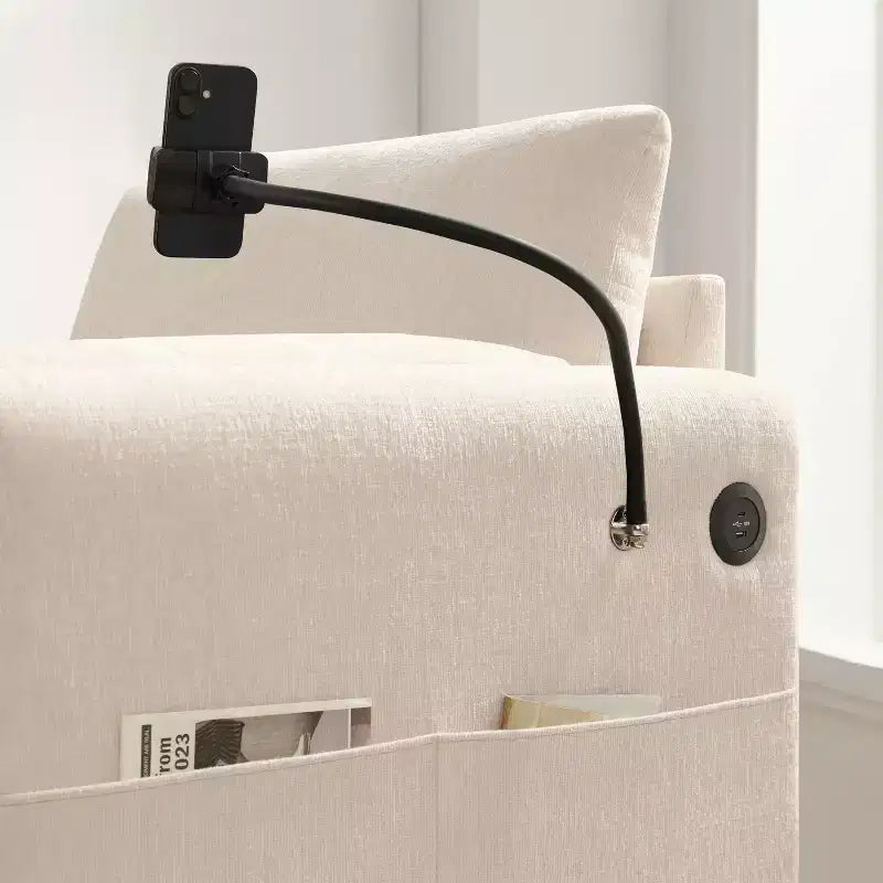 Merax Multifunctional Chenille Single Sofa with Storage Ottoman and Cushioned Armrest Pillows