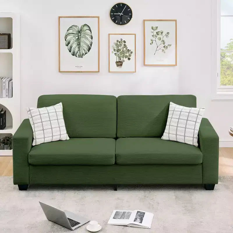 Modern Sofa 2 Seater, Oversized Corduroy Couch with Washable Cover, Deep Seat with Wide Armrest, Comfy Cloud Couch for Living Room, Bedroom, Office