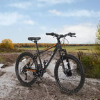 NAYSAYE Vélo VTT 26 Pouces, 21 Vitesses, Freins à Disque Mécaniques pour Tout-Terrain, Orange, 71*25*39.3