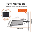 VEVOR Swivel Campfire Grill, Fire Pit Grill Grate over Fire Pits, Heavy Duty Steel Grill Grates, 360 Adjustable Open Fire Cooking Equipment, Black