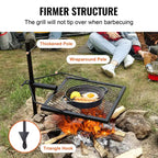 VEVOR Swivel Campfire Grill, Fire Pit Grill Grate over Fire Pits, Heavy Duty Steel Grill Grates, 360 Adjustable Open Fire Cooking Equipment, Black