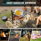 VEVOR Swivel Campfire Grill, Fire Pit Grill Grate over Fire Pits, Heavy Duty Steel Grill Grates, 360 Adjustable Open Fire Cooking Equipment, Black
