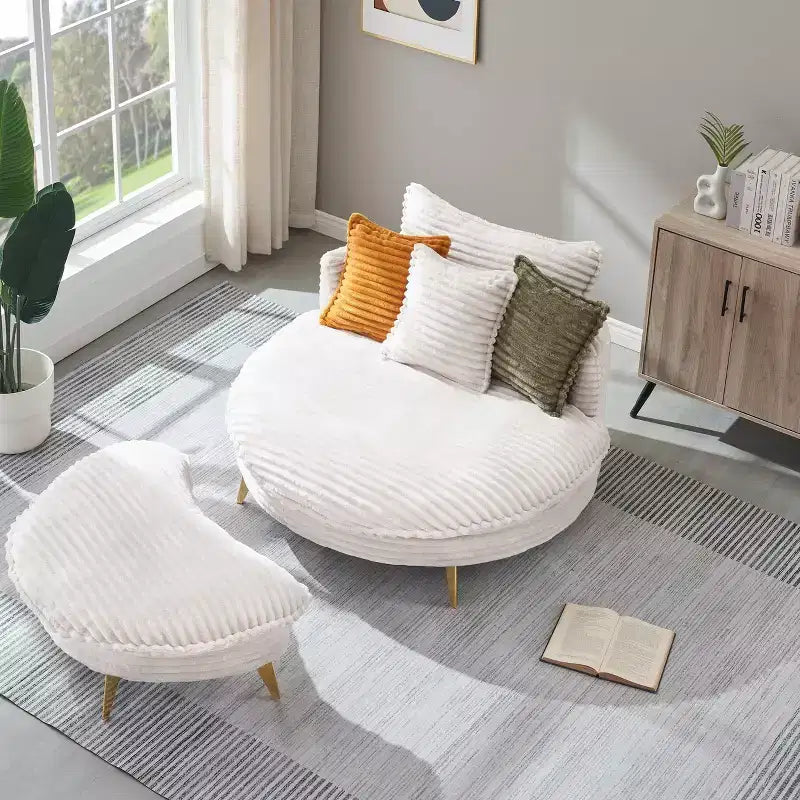 MAYEERTY Corduroy Sofa Fabric with Three Matching Pillows and Two Spacious and Comfortable Seats for Living Room