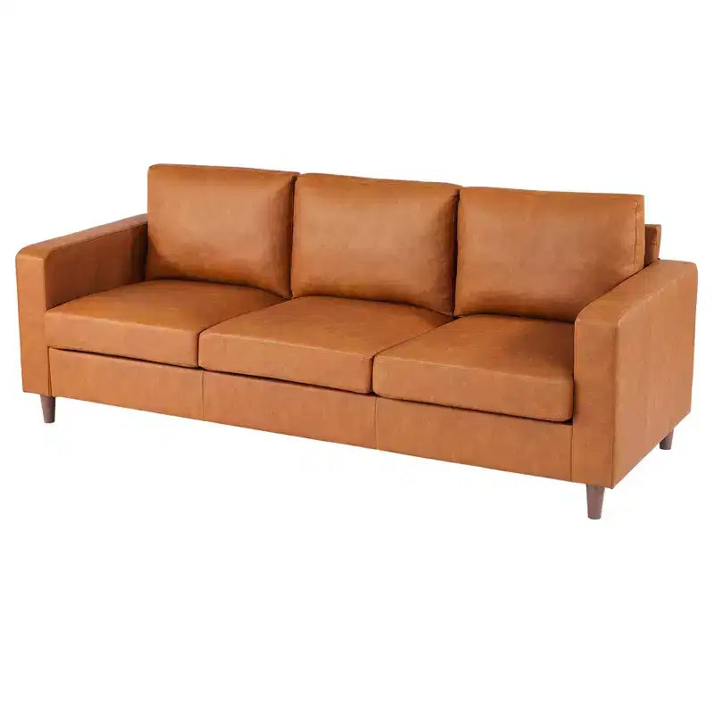 85 Canapé, Canapés Modernes du Milieu du Siècle, Petit Canapé 3 Places en Similicuir avec Assise Profonde, Coussins Confortables, pour Salon, Chambre, Bureau