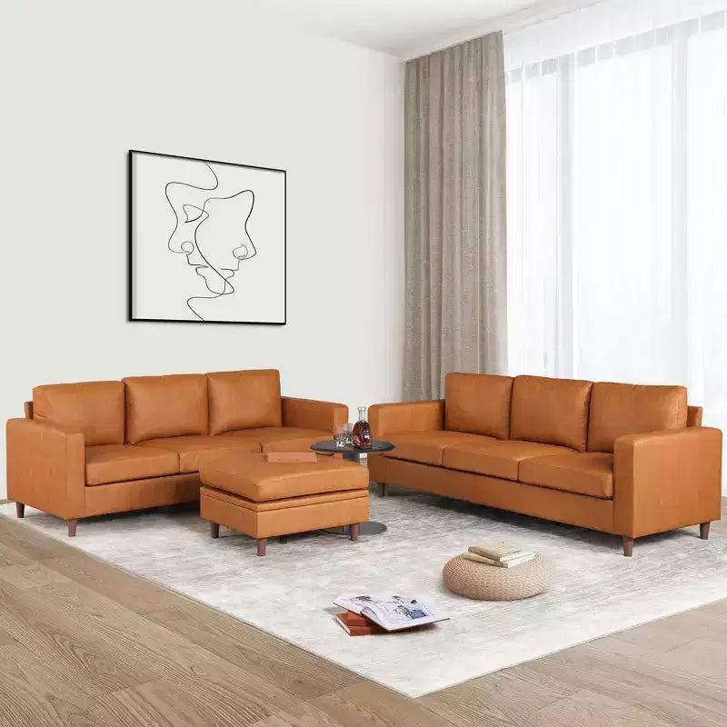 85 Canapé, Canapés Modernes du Milieu du Siècle, Petit Canapé 3 Places en Similicuir avec Assise Profonde, Coussins Confortables, pour Salon, Chambre, Bureau