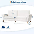 84 Sofa Couch, Large Loveseat Sofa with Streamlined Armrests & Wood Feet, Modern Boucle Sofa, White