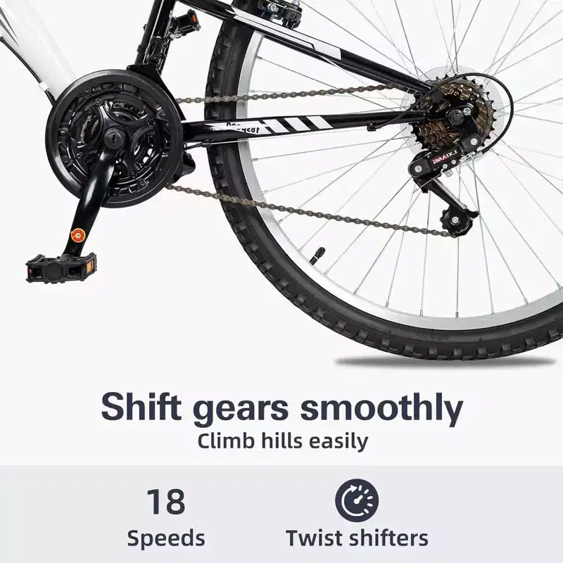 hykolity Vélo Tout Terrain VTT 26 pouces Vélo d'extérieur Cyclisme 18 Vitesses Vélos de Sport Piste Hors Route Suspension Intégrale pour Homme Adulte Unisexe Blanc