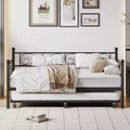 Twin Daybed with Trundle, Metal Sofa Bed Frame - Heavy Duty, Space-Saving