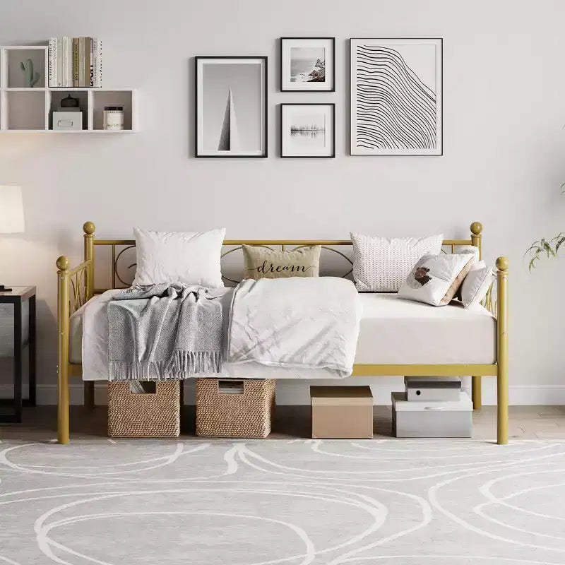Twin Daybed with Trundle, Metal Sofa Bed Frame - Heavy Duty, Space-Saving