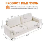 Garvee Modern Sofa, 3-Seater Corduroy Couch with Wide Armrests, Removable Washable Cushion Covers for Living Room, Bedroom