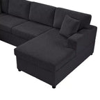 Whisen Corduroy Oversized Sectional Sofa with a Chaise Lounge and Three Soft Throw Pillows