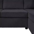 Whisen Corduroy Oversized Sectional Sofa with a Chaise Lounge and Three Soft Throw Pillows