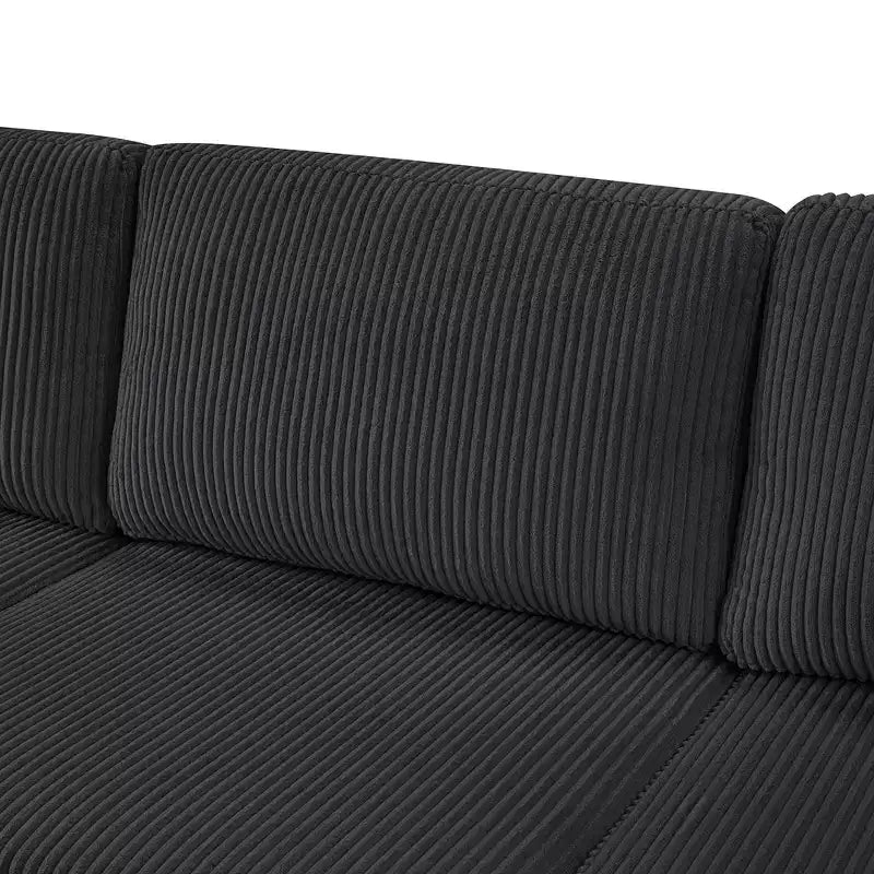 Whisen Corduroy Oversized Sectional Sofa with a Chaise Lounge and Three Soft Throw Pillows