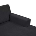 Whisen Corduroy Oversized Sectional Sofa with a Chaise Lounge and Three Soft Throw Pillows
