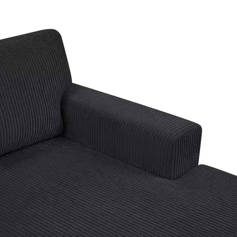 Whisen Corduroy Oversized Sectional Sofa with a Chaise Lounge and Three Soft Throw Pillows