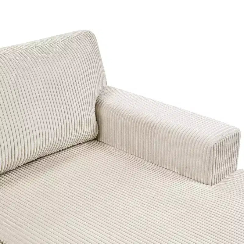Whisen Corduroy Oversized Sectional Sofa with a Chaise Lounge and Three Soft Throw Pillows