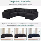 Whisen Corduroy Oversized Sectional Sofa with a Chaise Lounge and Three Soft Throw Pillows