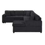 Whisen Corduroy Oversized Sectional Sofa with a Chaise Lounge and Three Soft Throw Pillows