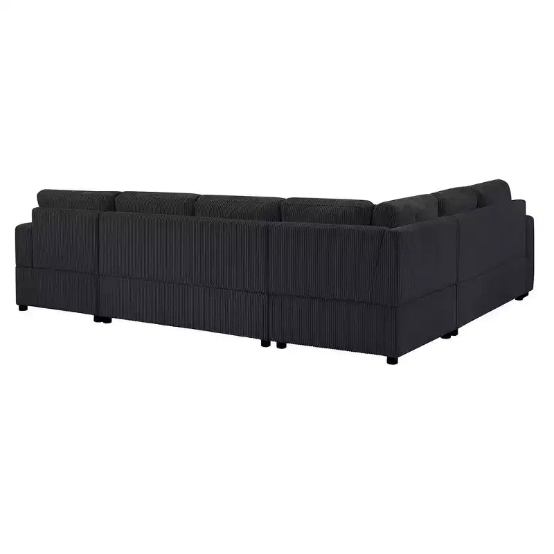 Whisen Corduroy Oversized Sectional Sofa with a Chaise Lounge and Three Soft Throw Pillows