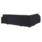Whisen Corduroy Oversized Sectional Sofa with a Chaise Lounge and Three Soft Throw Pillows