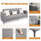 Acekool Modern Sofa Bed, 3-Seat Couch with Storage Armrests, Side Pockets & Cup Holder, Upholstered Sleeper for Living Room or Apartment
