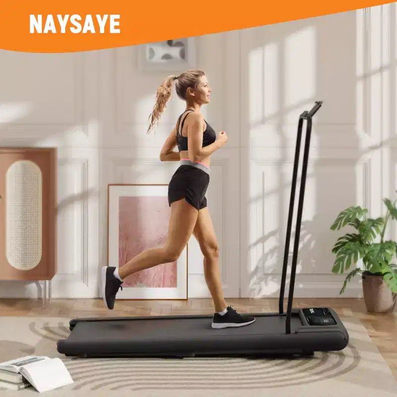 Tapis de marche pliable NAYSAYE sous le bureau avec accoudoirs amovibles et bande amortie pour la maison, la salle de sport et le bureau