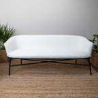 Banc de canapé rembourré en tissu bouclé Storied Home Bowery, blanc