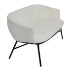 Banc de canapé rembourré en tissu bouclé Storied Home Bowery, blanc