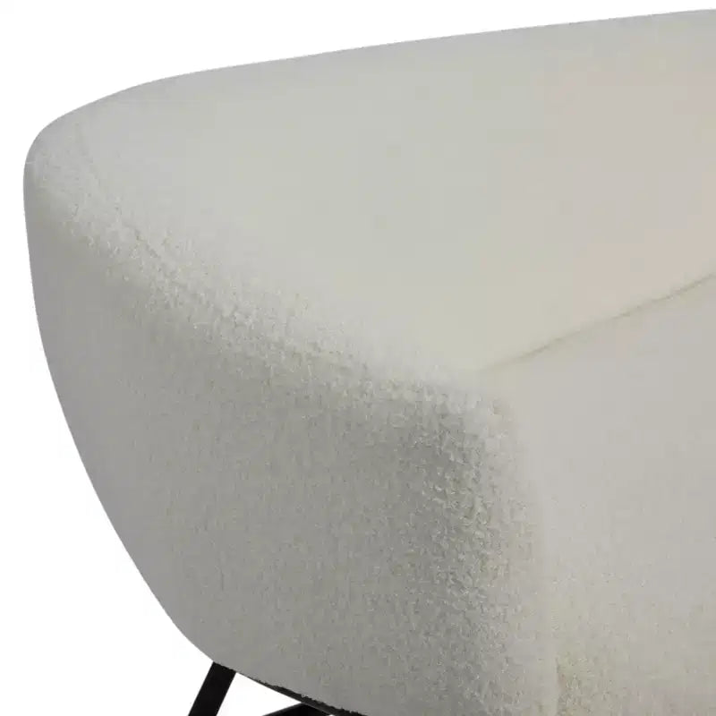 Banc de canapé rembourré en tissu bouclé Storied Home Bowery, blanc