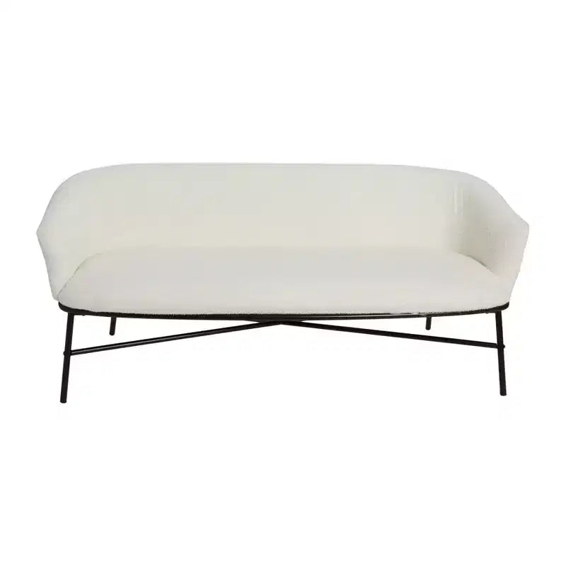 Banc de canapé rembourré en tissu bouclé Storied Home Bowery, blanc