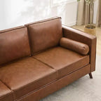 Canapé en cuir 80, canapé moderne du milieu du siècle à assise profonde 3 places pour salon