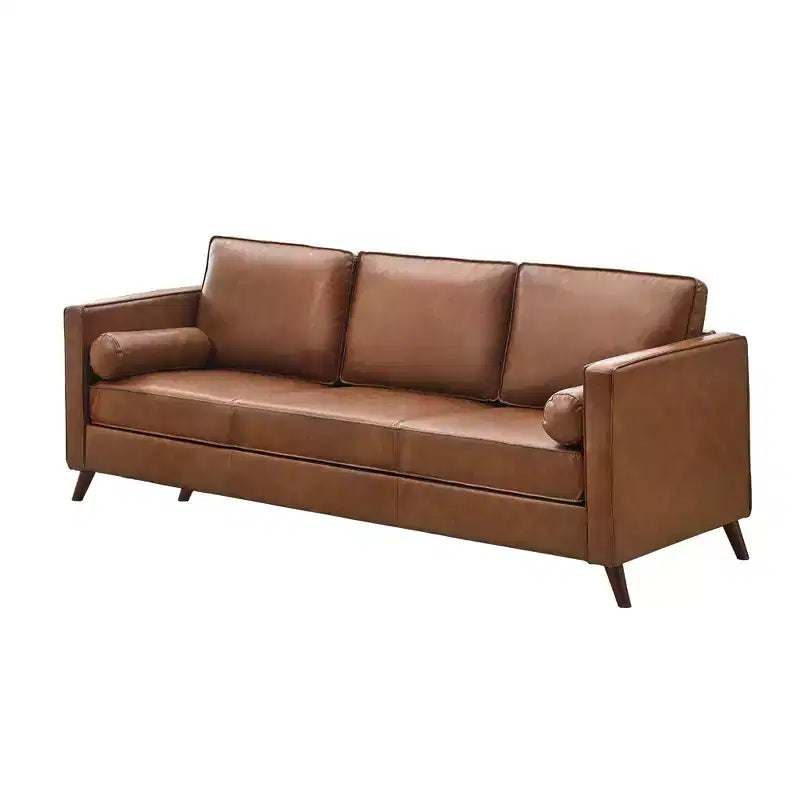 Canapé en cuir 80, canapé moderne du milieu du siècle à assise profonde 3 places pour salon