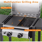 Barbecue ZAFRO 2 feux au propane, 16 000 BTU en acier inoxydable avec tablettes latérales pliables, barbecue extérieur portable pour terrasse, jardin, camping