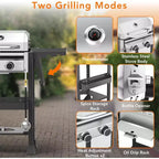 Barbecue ZAFRO 2 feux au propane, 16 000 BTU en acier inoxydable avec tablettes latérales pliables, barbecue extérieur portable pour terrasse, jardin, camping