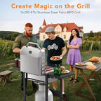 Barbecue ZAFRO 2 feux au propane, 16 000 BTU en acier inoxydable avec tablettes latérales pliables, barbecue extérieur portable pour terrasse, jardin, camping