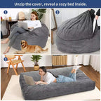 2 In 1 Bean Bag Chairs, Large Bean Bag Chairs, Convertible Floor Cushions for Adults, Giant Bean Bag Bed