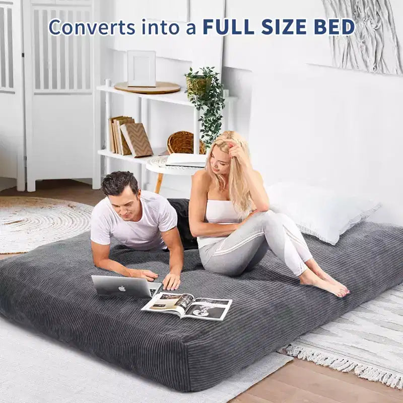 2 In 1 Bean Bag Chairs, Large Bean Bag Chairs, Convertible Floor Cushions for Adults, Giant Bean Bag Bed