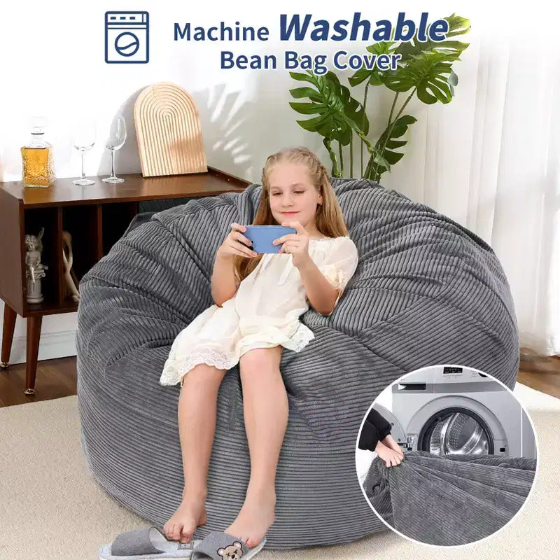 2 In 1 Bean Bag Chairs, Large Bean Bag Chairs, Convertible Floor Cushions for Adults, Giant Bean Bag Bed