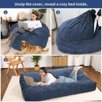 2 In 1 Bean Bag Chairs, Large Bean Bag Chairs, Convertible Floor Cushions for Adults, Giant Bean Bag Bed