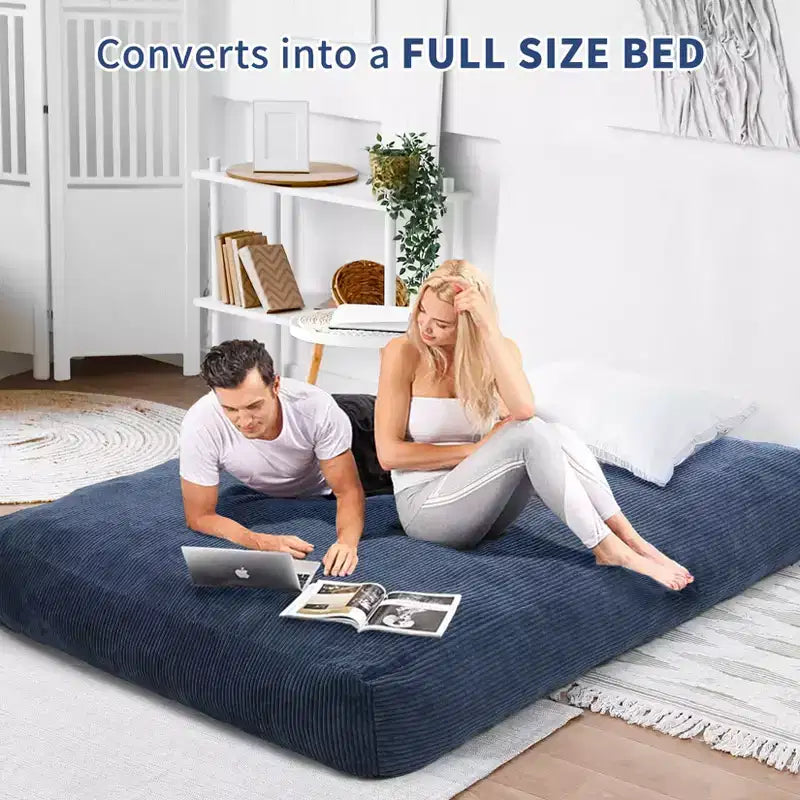 2 In 1 Bean Bag Chairs, Large Bean Bag Chairs, Convertible Floor Cushions for Adults, Giant Bean Bag Bed