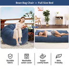 2 In 1 Bean Bag Chairs, Large Bean Bag Chairs, Convertible Floor Cushions for Adults, Giant Bean Bag Bed
